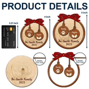 Family,Gift For Sibling,Gift For Sisters,Gift For Brothers,Love,Christmas,Pet Lovers - Happy Family Merry Christmas - Personalized 2-Layered Wooden Ornament