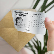 Custom Photo,New Dad,New Mom,New baby,Gift For Father,Non-Eng,Photo - Pencil Sketch,Calendar,Adorable - Custom Photo Pencil Sketch Calendar The Day You Became My Mom Dad - Personalized Aluminum Wallet Card