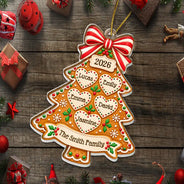 Christmas,Family,Happy,Icon - Christmas Gift For Family - Personalized Gingerbread Tree Names Acrylic Ornament