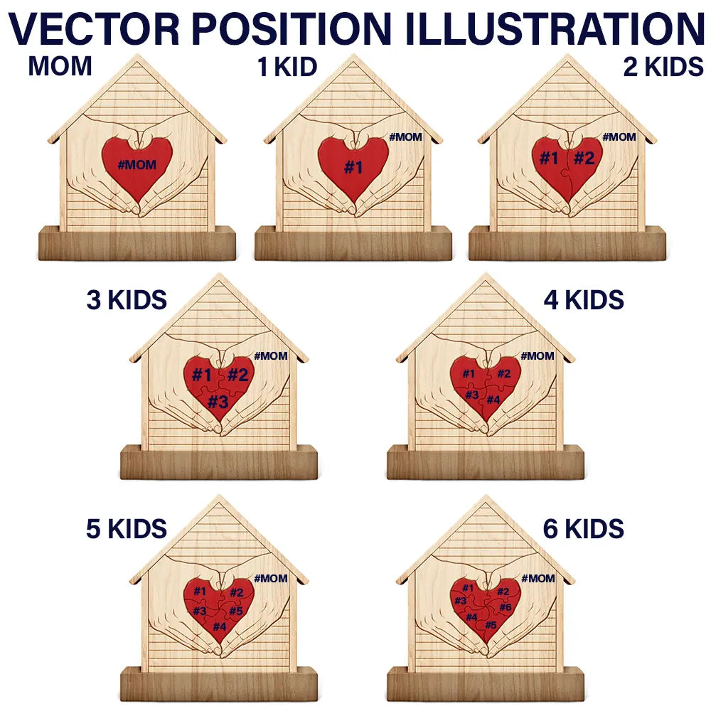 Gift For Mother,Love,Gift For Grandma - Mom You Are The Heart Of Our Family - Personalized Custom Shaped Wooden Puzzle