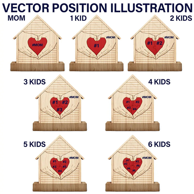 Gift For Mother,Love,Gift For Grandma - Mom You Are The Heart Of Our Family - Personalized Custom Shaped Wooden Puzzle