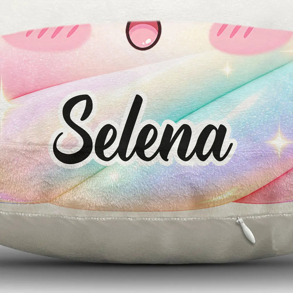 Christmas, Gift For Kids, Icon, Playful, Top Market - Gift For Kids Girls - Personalized Name & Rainbow Squishy Pillow
