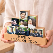 Gift For Yourself,Gift For Women,Gift For Men,Gift For Sibling,Gift For Sisters,Gift For Brothers,Gift For Bestie,Graduation - Custom Photo Congratulations Graduate - Personalized Wooden Stacking Photo Blocks