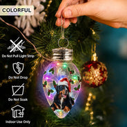 Art Design,Christmas,Custom Photo,Dog Lovers,Pet Lovers,Photo - Oil Painting,Playful - Christmas Gift For Dog Lovers - Personalized Custom Photo & Name Pet Dog Portrait With Holly Snowflake Poinsettia Chili Bulb LED Light