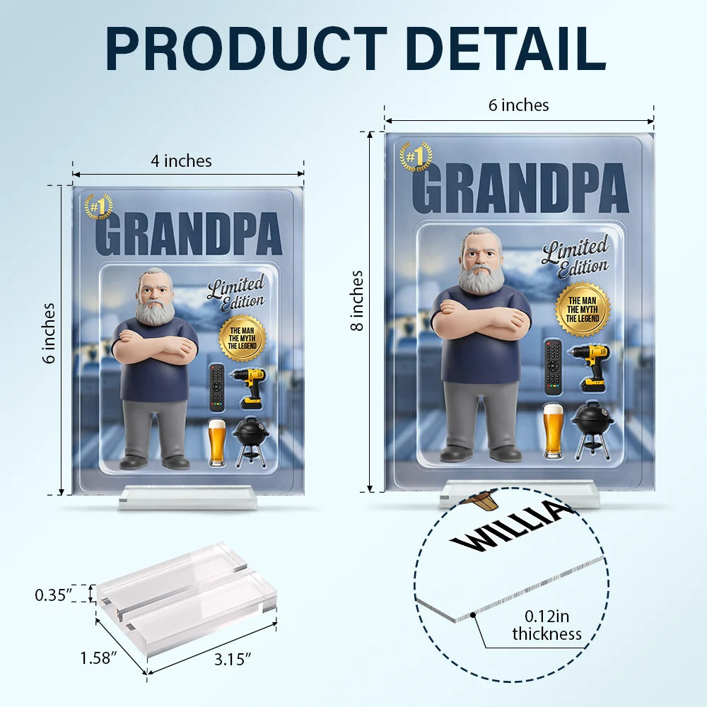 Gift For Husband,Gift For Yourself,Gift For Men,Gift For Father,Gift For Grandpa,Non-Eng,Photo - Toybox Figure,Playful - Custom Photo Toybox Figure Dad Grandpa Limited Edition - Personalized Vertical Rectangle Acrylic Plaque