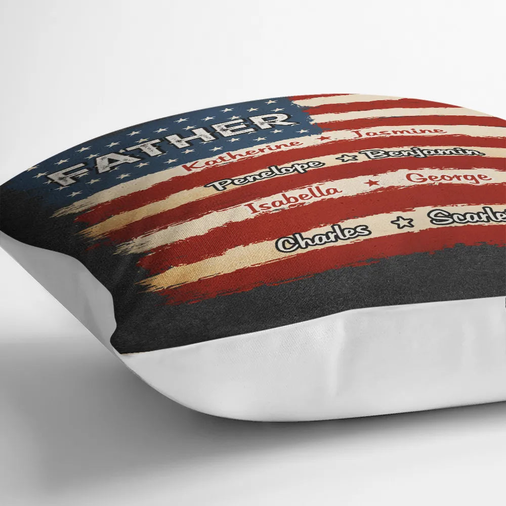 Gift For Father,Gift For Grandpa,Independence Day,Custom Text,Confident - Stars & Stripes US Flag American Dad Grandpa - Personalized Pillow