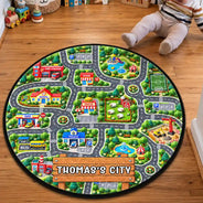 Car,Christmas,Custom Text,Gift For Kids,Playful,Top Market,Truck - Birthday Gift For Kids Boys Toddler - Personalized Name Sign City Road Car Track Map Rug