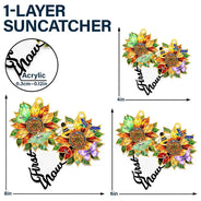 Gift For Grandma,Grandma - Grandkids,Grandma's Hobby,Gardening,Happy - First Mom Now Grandma Sunflower Stained Glass Effect - Personalized Window Hanging Suncatcher Ornament