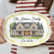 Art Design,Christmas,Custom Photo,Gift For Couples,Happy,New House,Old Couples,Photo - Vivid Watercolor Art,Top Market - Housewarming Gift For Couples - Personalized Custom Photo Watercolor New Home Portrait Plate
