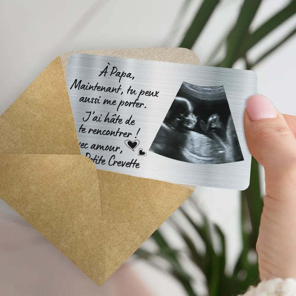 Gift For Husband,Gift For Boyfriend,Gift For Yourself,Gift For Men,Parents,Gift For Father,New Dad,New baby,Happy,French,Expecting Dad,Non-Eng,Photo,Adorable - Photo Personnalisable Maintenant Tu Peux Aussi Me Porter - Carte De Portefeuille En Aluminium Personnalisée