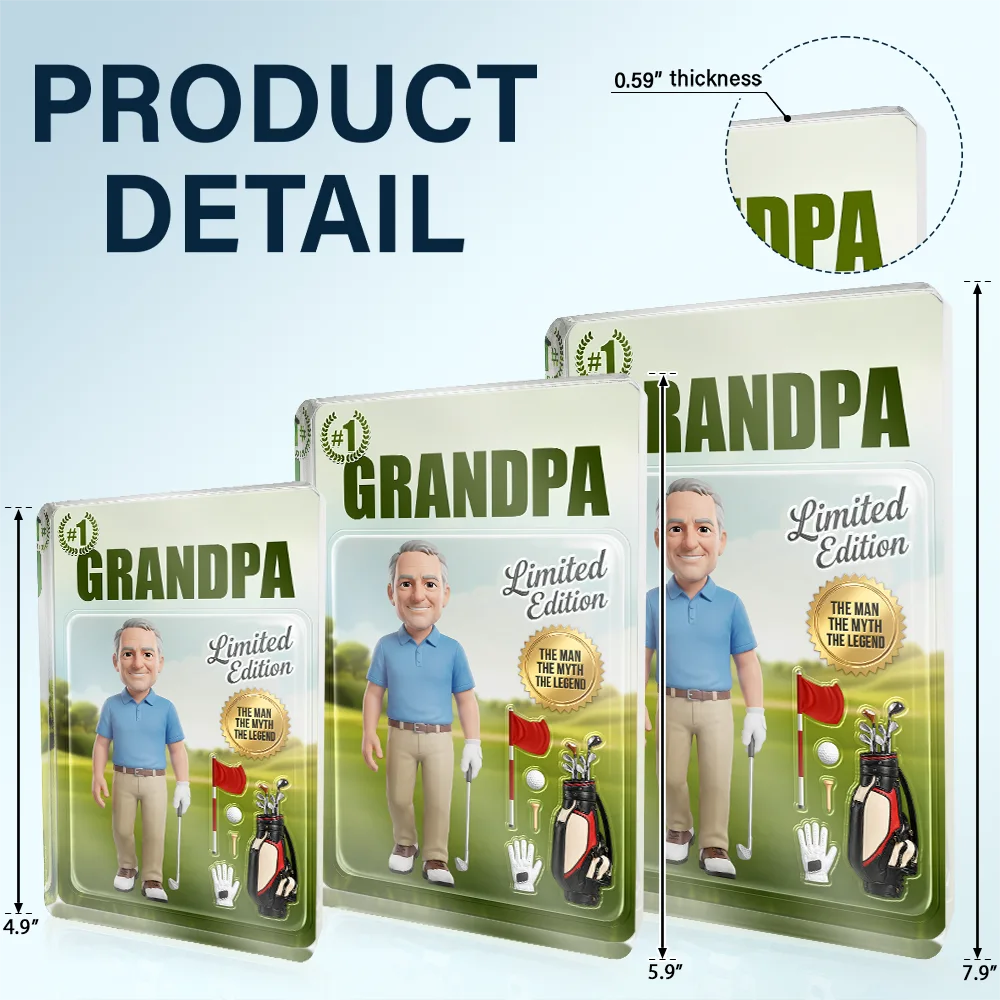 Gift For Husband,Gift For Yourself,Gift For Men,Gift For Father,Sport Dad,Dad's Hobby,Grandpa's Hobby,Golf,Non-Eng,Photo - Toybox Figure,Playful - Custom Photo Toybox Figure Golf Dad Grandpa Limited Edition - Personalized Custom Shaped Acrylic Plaque