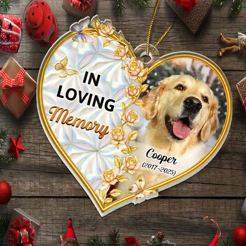 Christmas,Memorial,Family,Pet Lovers - Custom Photo Memorial The Moment Your Heart Stopped - Personalized Custom Shaped Acrylic Ornament