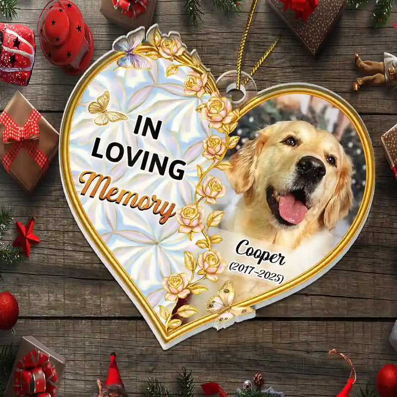 Christmas,Memorial,Family,Pet Lovers - Custom Photo Memorial The Moment Your Heart Stopped - Personalized Custom Shaped Acrylic Ornament