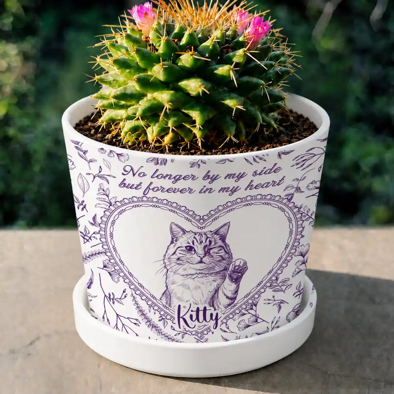 Art Design,Healing,Pet Memorial,Pet Lovers,Memorial,Photo - Pencil Sketch - Remove BG - Custom Photo Pencil Sketch Dog Cat Pet Portrait Toile Remembrance - Personalized Plant Pot