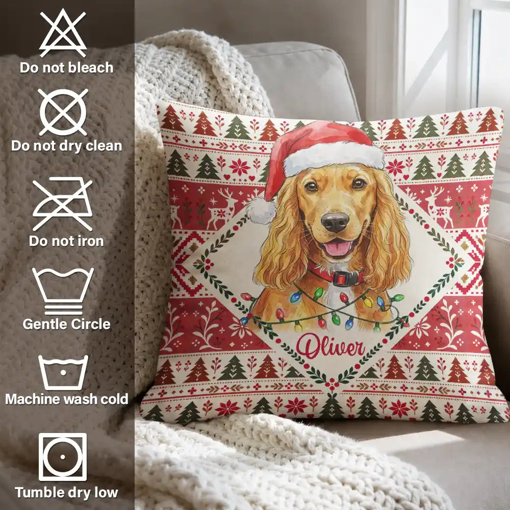 Art Design,Christmas,Custom Photo,Happy,Pet Lovers,Photo - Christmas Accessories 3D Cartoon Pet - Christmas Gifts For Pet Mom - Personalized Custom Photo Portrait Pillow