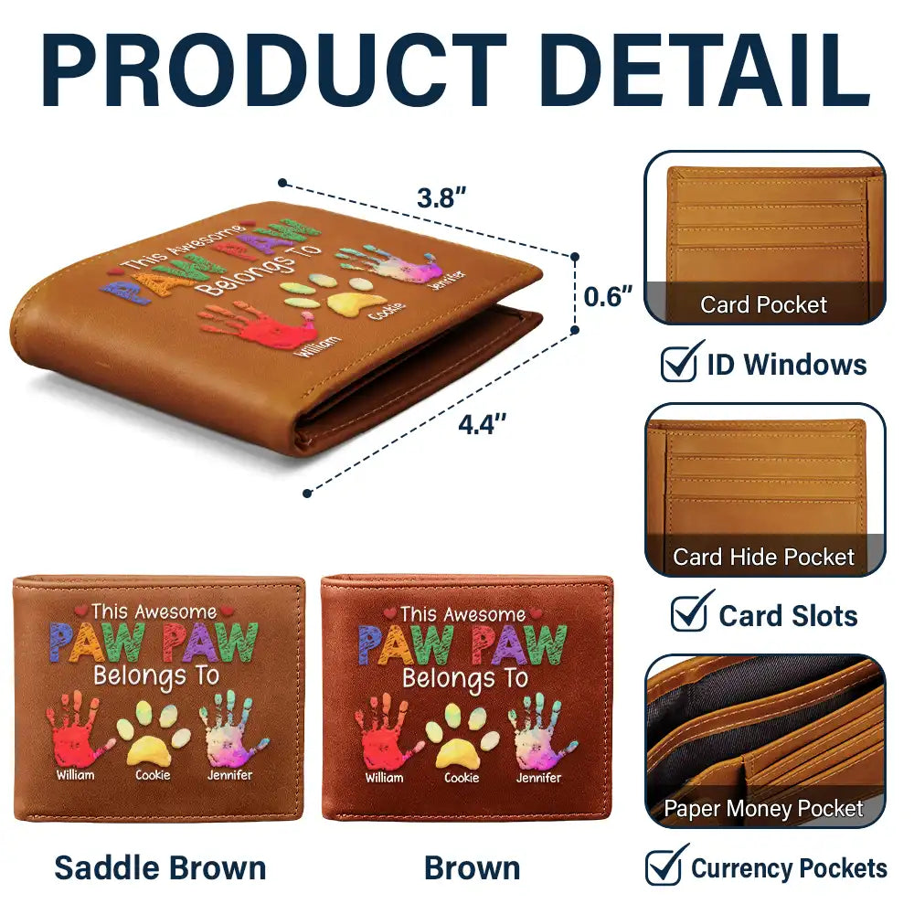 This Awesome Daddy Belongs To - Personalized Leather Wallet