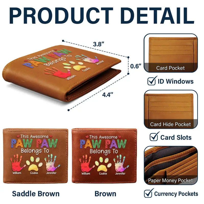 This Awesome Daddy Belongs To - Personalized Leather Wallet