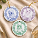 Art Design,Christmas,Cozy,Pet Lovers,Photo - Pencil Sketch - Remove BG - Custom Photo Pencil Sketch Loving Dog Cat Pet Portrait - Personalized Circle Ceramic Ornament
