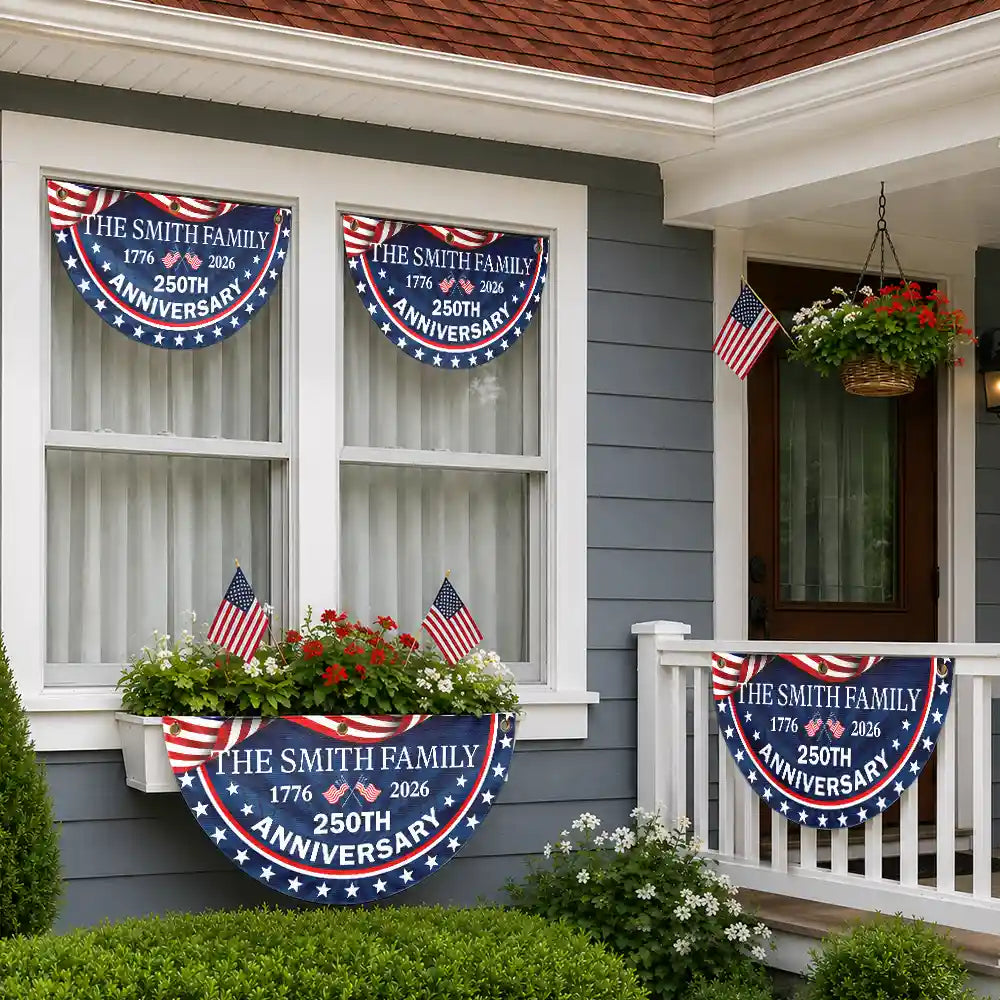 Independence Day,America 250th,Family,Gift For Sibling,Gift For Grandparents,Parents,Gift For Yourself,Proud - 250th Anniversary US Independence Day - Personalized Non-Pleated Fan Flag