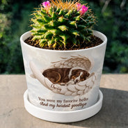 Art Design,Healing,Pet Memorial,Pet Lovers,Memorial,Photo - Sleeping Dog Cat Baby - Custom Photo Sleeping Angel If Love Alone Could Have Kept You Here Dog Cat Remembrance - Personalized Plant Pot