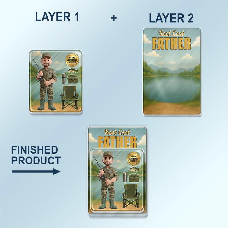 Gift For Father,Custom Photo,Fishing,Art Design,Playful,Photo - Toybox Figure - Custom Photo Toybox Figure Fishing Man Dad Grandpa Limited Edition - Personalized Custom Shaped Acrylic Car Visor Clip