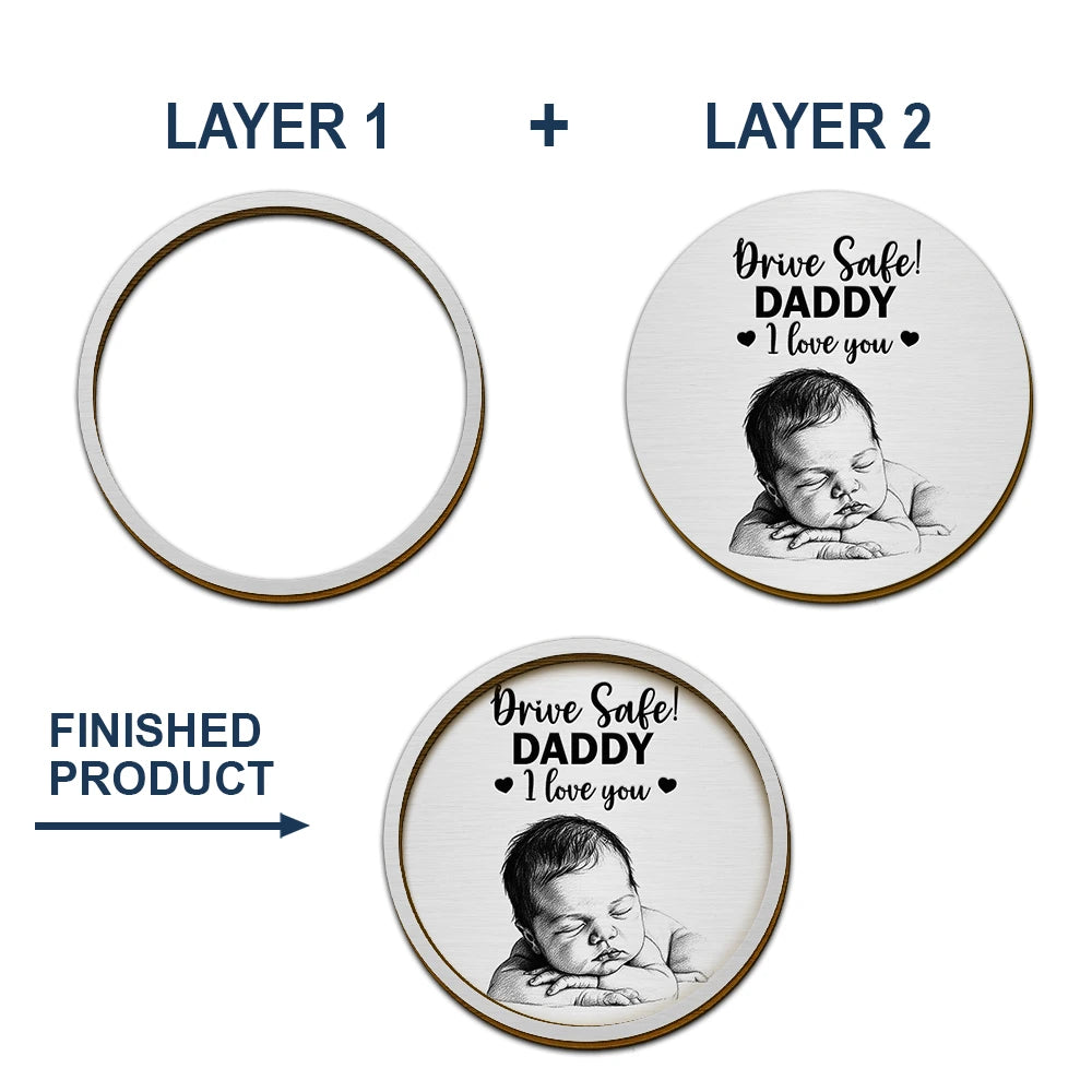 Gift For Wife,Gift For Girlfriend,Gift For Yourself,Gift For Women,Gift For Mother,Gift For Daughter,Gift For Sisters,Gift For Bestie,Gifts For Colleagues,Teacher,Back To School,Top Market,Icon,Cozy - Custom Photo Pencil Sketch Drive Safe Daddy I Love You - Personalized Custom Shaped Car Visor Clip