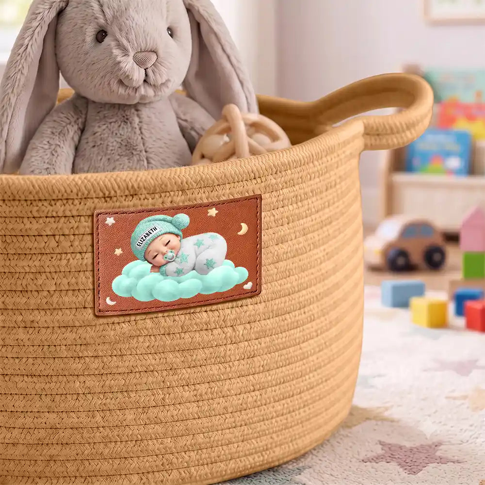 Adorable,Gift For Mother,Gifts For Her,New Baby,New Mom,Vector - Baby Shower Gifts For New Mom, New Dad - Personalized Sleeping Baby Woven Rope Basket