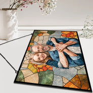 Gift For Wife,Gift For Mother,Gift For Grandma,Love,Family,Gift For Bestie,Gift For Couples,Dog Lovers,Cat Lovers - Custom Photo Stained Glass Mom Grandma Parents Family Bestie Couple - Personalized Horizontal Stained Glass Suncatcher
