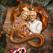 Anniversary,Art Design,Christmas,Custom Photo,Gift For Couples,Old Couples,Photo - Wooden Effect Ver 2,Romantic - Anniversary Gift For Couples - Personalized Custom Photo 2D Printed From Our First Kiss Wooden Ornament