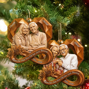 Anniversary,Art Design,Christmas,Custom Photo,Gift For Couples,Old Couples,Photo - Wooden Effect Ver 2,Romantic - Anniversary Gift For Couples - Personalized Custom Photo 2D Printed From Our First Kiss Wooden Ornament