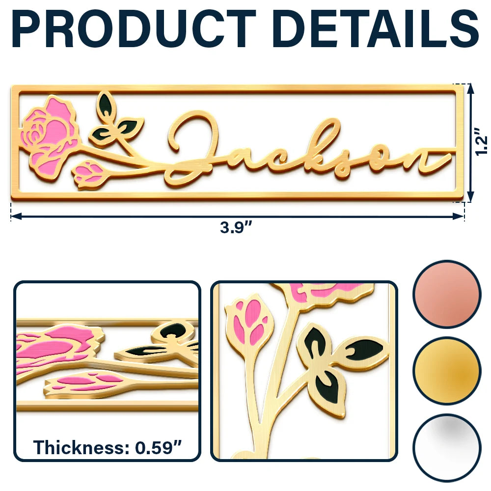 Reading, Gift For Yourself, Gift For Women, Happy - Birth Month Flower Bookish Keepsake - Personalized Metal Bookmark