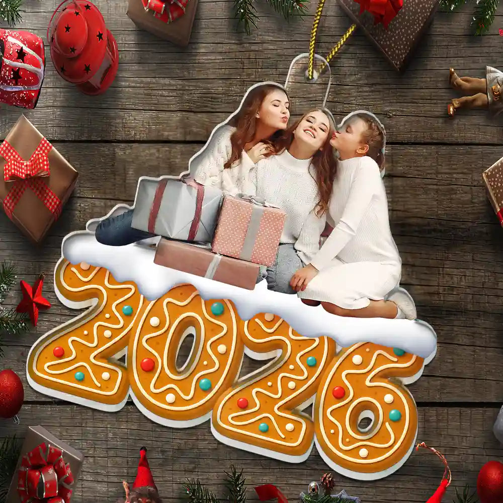 Family, Gift For Women, Gift For Men, Custom Photo, Christmas - Custom Photo Christmas Family Gingerbread - Personalized Custom Shaped Acrylic Ornament