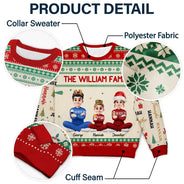 Christmas, Family, Happy, Vector - Matching Christmas Gift For Family - Personalized Member Names Holiday Unisex Ugly Sweater