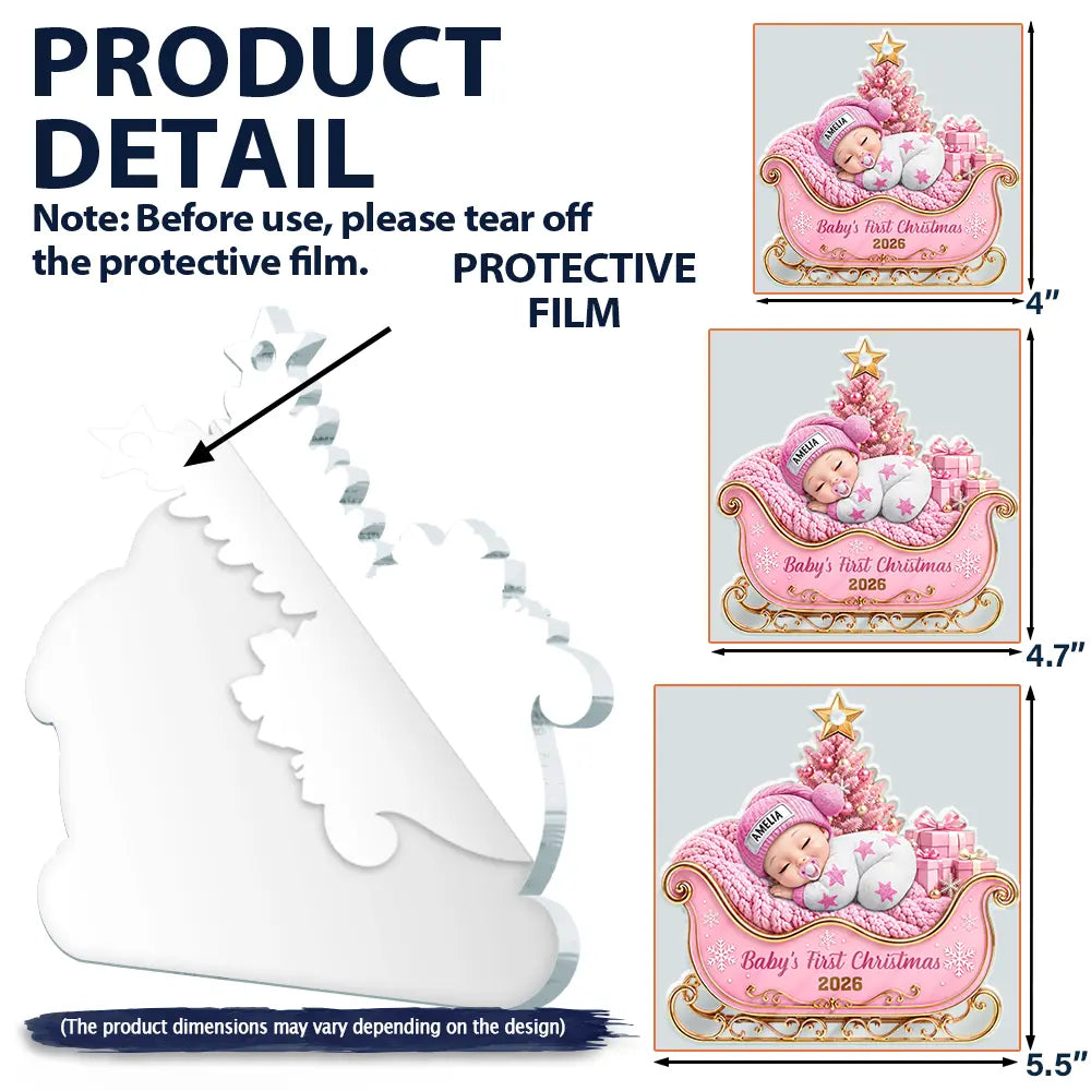 Adorable,New Mom,Christmas,Gift For Mother,Vector- Baby First Christmas Precious Gift For New Parents, New Baby - Personalized Custom Shaped Acrylic Ornament