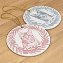 Art Design,Christmas,Cozy,Pet Lovers,Photo - Pencil Sketch - Remove BG - Custom Photo Pencil Sketch Loving Dog Cat Pet Portrait - Personalized Circle Ceramic Ornament