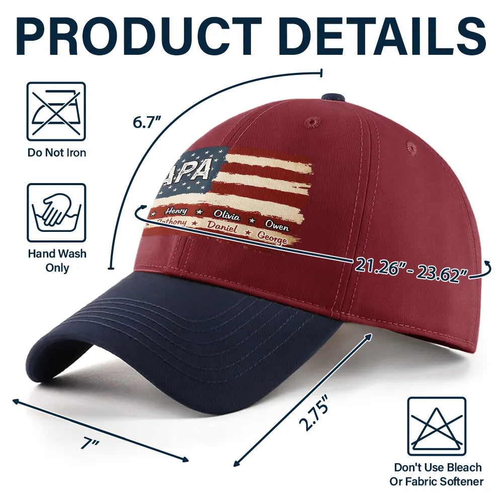 Gift For Father,Gift For Grandpa,Independence Day,Custom Text,Confident - Stars & Stripes US Flag American Dad Grandpa - Personalized Two Tone Cap