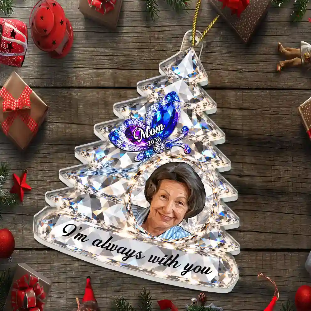 Art Design,Christmas,Custom Photo,Family,Memorial,Memorial Loved One,Photo - Stained Glass,Sentimental,Top Market - Remembrance Christmas Gift For Family - Personalized Custom Photo Cardinal Butterfly Memorial Acrylic Ornament