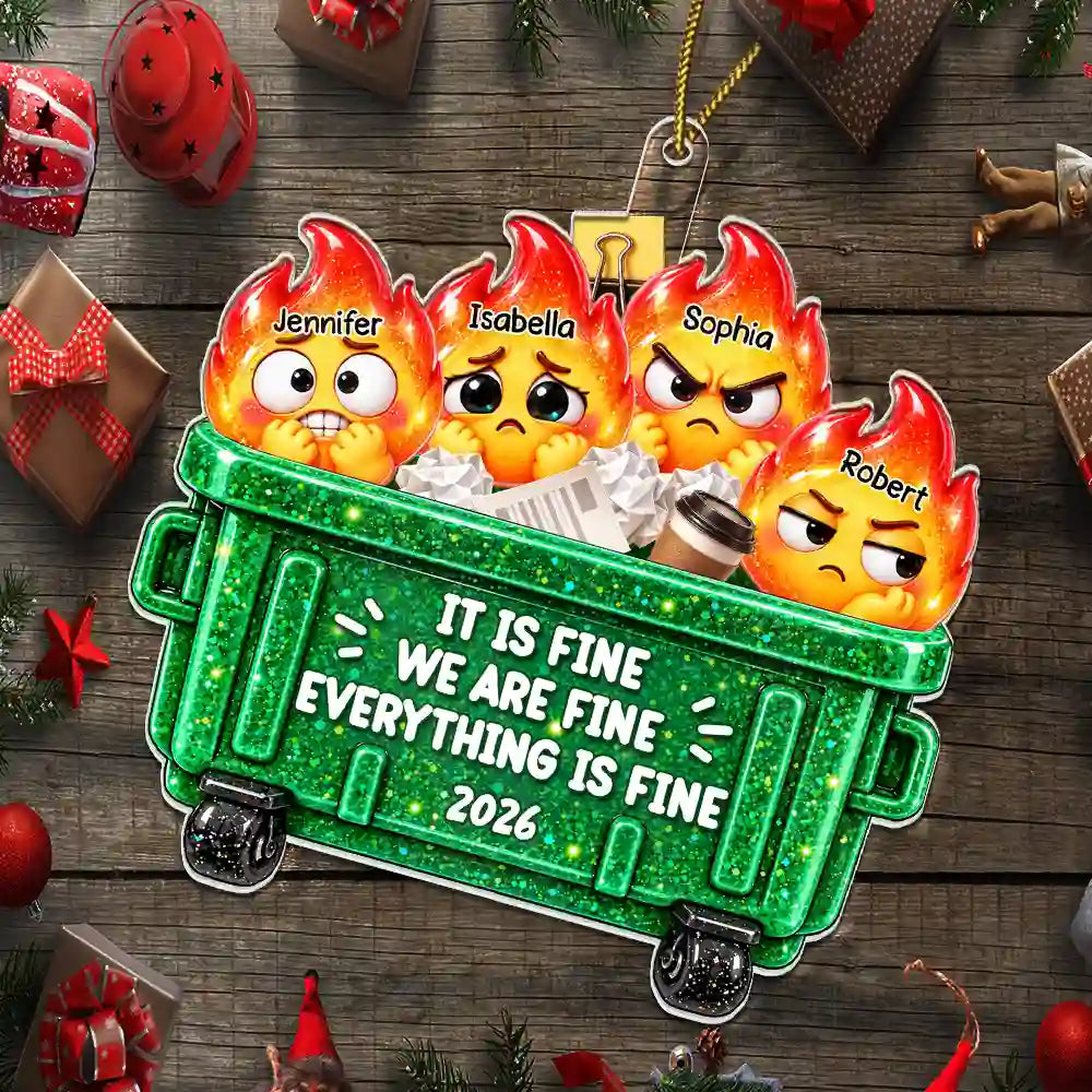 Christmas,Gift For Colleagues,Humorous,Icon - Funny Christmas Gag Gift For Coworkers - Personalized Year Dumpster Fire Acrylic Ornament