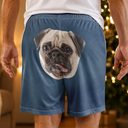 Pet Dad,Gift For Father,Humorous,Custom Photo,Pet Lovers,Cut-Face Photo - Custom Photo Funny Dog Pet Face Gift For Husband Boyfriend - Personalized Casual Shorts
