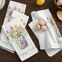 Easter,Gift For Wife,Parents,Gift For Grandma,Gift For Grandparents,Gift For Mother,Family - Happy Easter Egg Bunny Chicken - Personalized Kitchen Towel