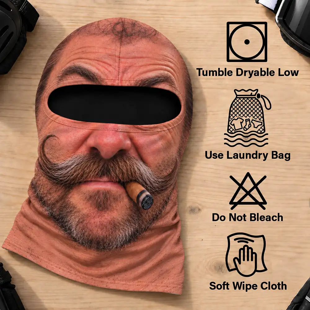 Christmas,Gift For Men,Gift For Yourself,Gifts For Him,Humorous,Icon,Skiing,Top Market - Winter Gag Gift For Husband Who Skis, Matching Gear For Friends - Personalized 3D Realistic Funny Face Printed Balaclava Face Mask