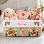 Christmas,Confident,Gift For Children,Gift For Daughter,Gifts For Her,Top Market,Vector - Christmas Gift For Kids Girls - Personalized Name Nutcracker Ballerina Christmas Storage Basket
