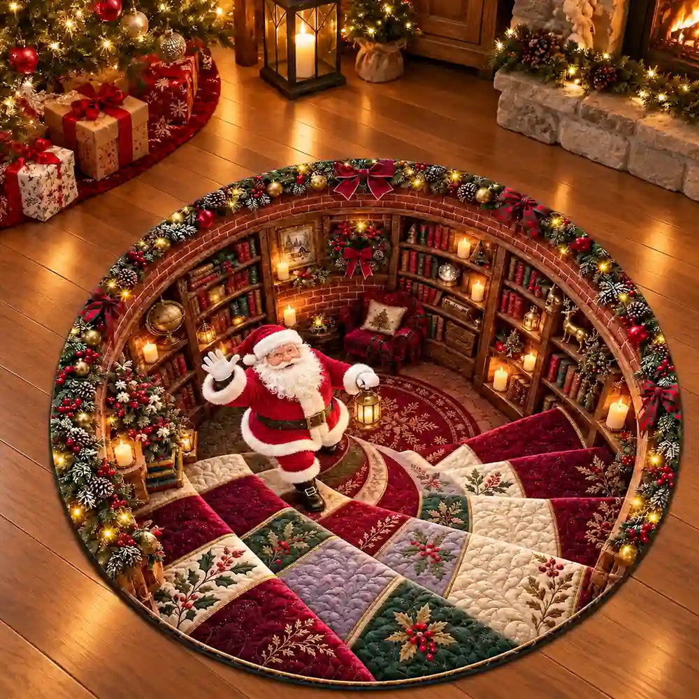 Top Market,Playful,Christmas,Family,Icon - Santa Gingerbread Elf Gnome Christmas Theme Faux Quilt Effect Gift Home Decor For Family - Personalized Custom Shaped Rug