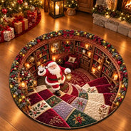 Top Market,Playful,Christmas,Family,Icon - Santa Gingerbread Elf Gnome Christmas Theme Faux Quilt Effect Gift Home Decor For Family - Personalized Custom Shaped Rug