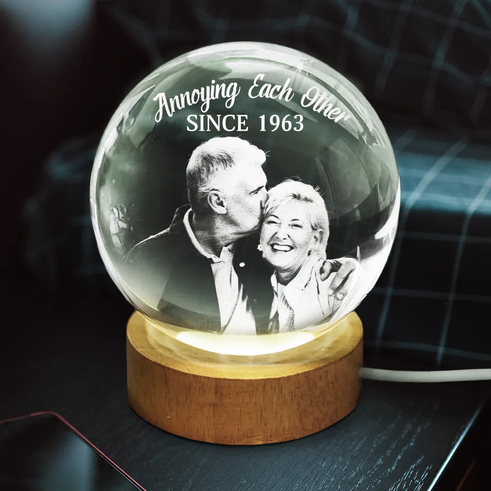 Gift For Couples,Gift For Husband,Gift For Wife,Gift For Boyfriend,Gift For Girlfriend,Old Couples,Love - Custom Photo Together Since - Personalized Crystal Globe Lamp