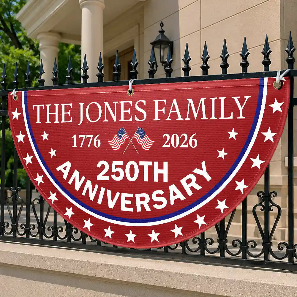 Independence Day,America 250th,Family,Gift For Sibling,Gift For Grandparents,Parents,Gift For Yourself,Proud - 250th Anniversary US Independence Day - Personalized Non-Pleated Fan Flag