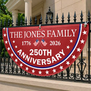 Independence Day,America 250th,Family,Gift For Sibling,Gift For Grandparents,Parents,Gift For Yourself,Proud - 250th Anniversary US Independence Day - Personalized Non-Pleated Fan Flag