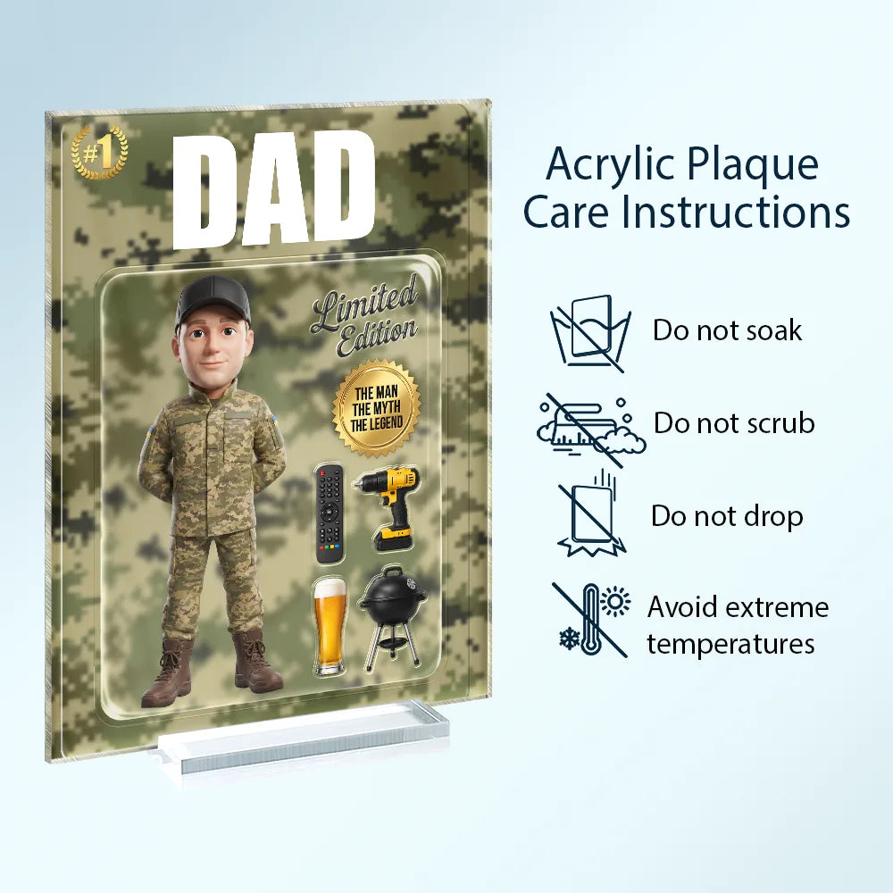 Gift For Husband,Gift For Yourself,Gift For Men,Gift For Father,Gift For Grandpa,Non-Eng,Photo - Toybox Figure,Playful - Custom Photo Toybox Figure Dad Grandpa Limited Edition - Personalized Vertical Rectangle Acrylic Plaque