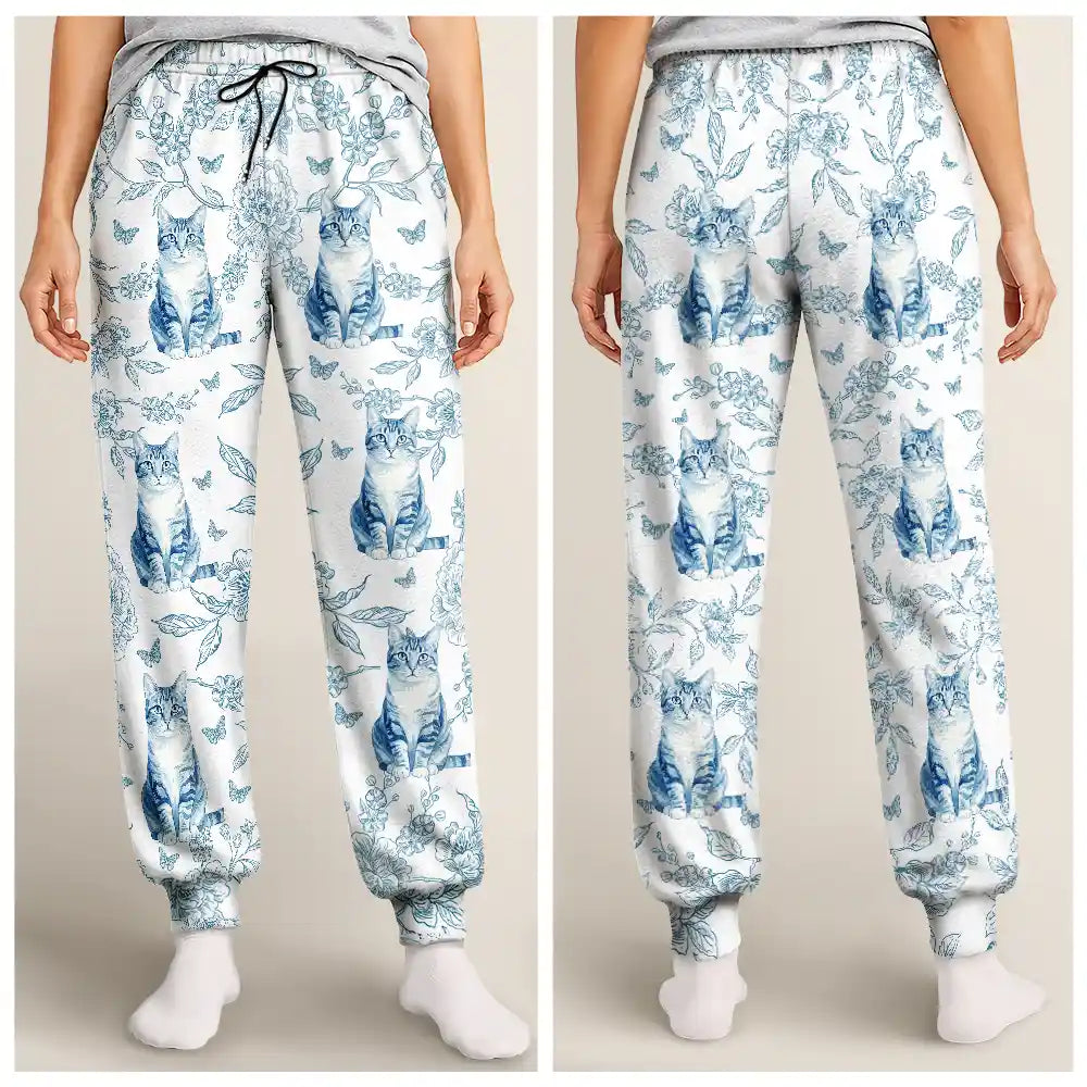 Art Design,Custom Photo,Happy,Pet Lovers,Photo - Porcelain Art Style,Top Market - Gift For Her, Pet Lovers - Personalized Custom Photo Watercolor Pet Portrait Pajama Pants