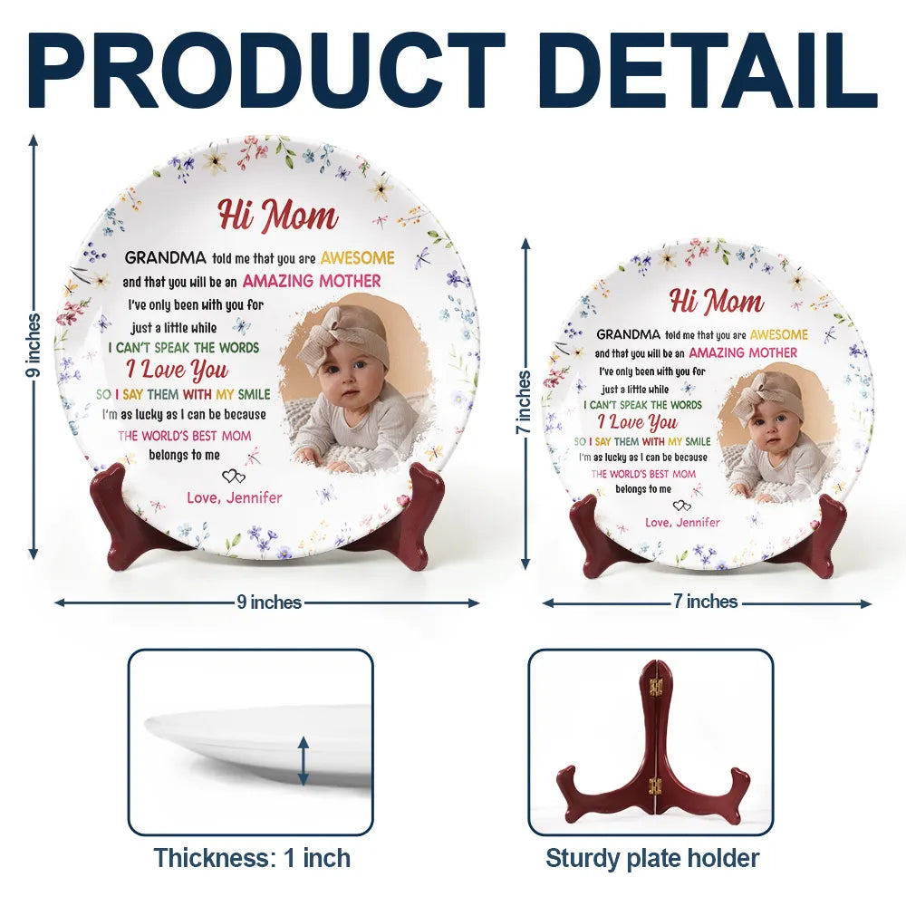 New Mom,Love,Gift For Mother,Photo,Sentimental - Custom Photo The World's Best Mommy Belongs To Me - Personalized Ceramic Plate